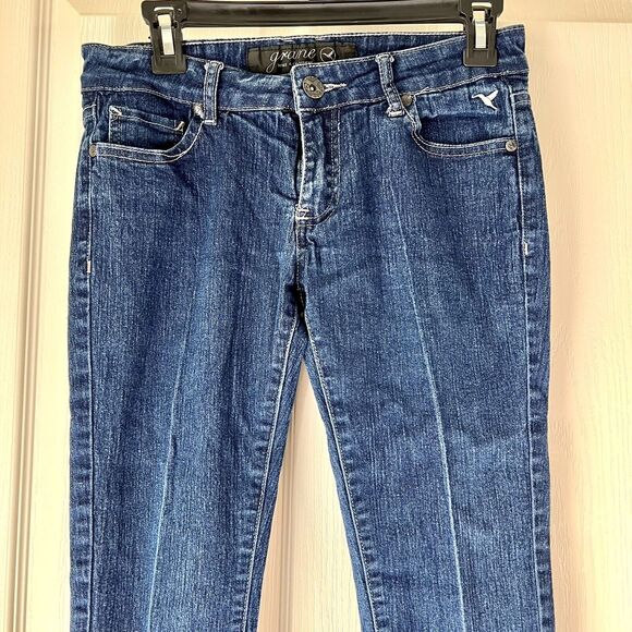 Grane Jeans Junior Sz 5 Skinny Low Rise Blue Denim Stretch Zip Fly Medium Wash - Picture 2 of 12